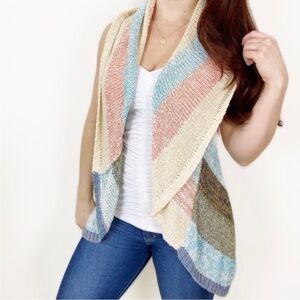 CAbi Line up circle vest shrug sweater NWOT rainbow cardigan size small